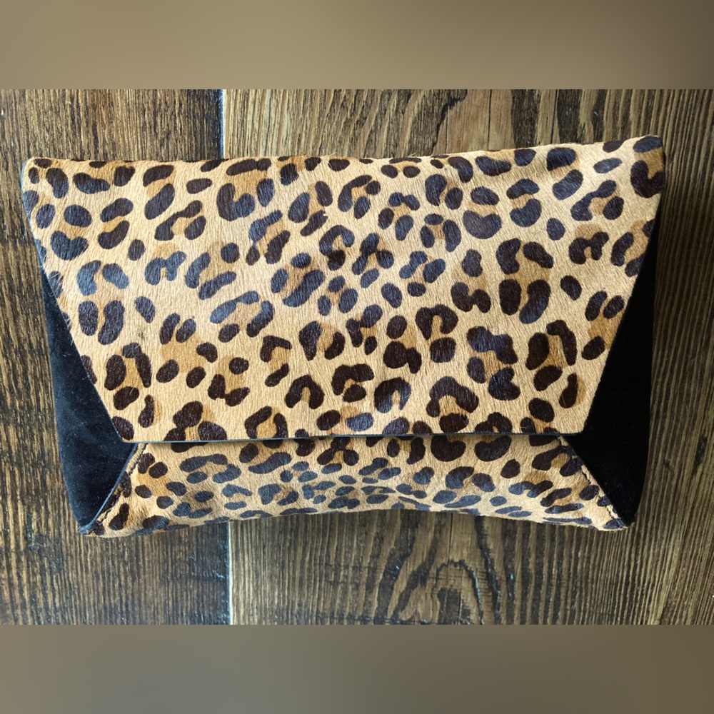 J. Crew Calf Hair Leopard Clutch